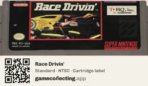 Race Drivin' Super Nintendo Entertainment System, NTSC cartridge label