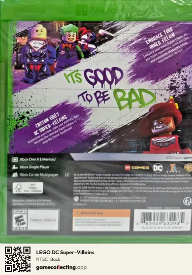 LEGO DC Super-Villains Xbox One, NTSC box back