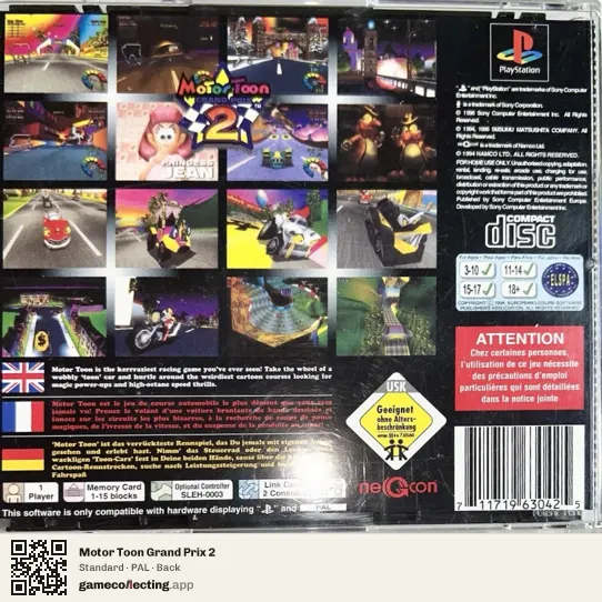 Motor Toon Grand Prix 2 PlayStation, PAL box back