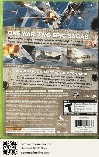 Battlestations: Pacific Xbox 360, NTSC box back