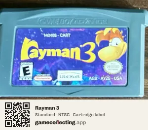 Rayman 3 Game Boy Advance, NTSC cartridge label