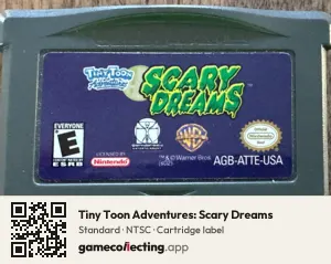 Tiny Toon Adventures: Scary Dreams Game Boy Advance, NTSC cartridge label