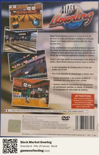 Black Market Bowling PlayStation 2, France box back