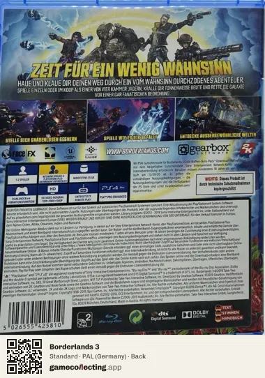 Borderlands 3 PlayStation 4, Germany box back