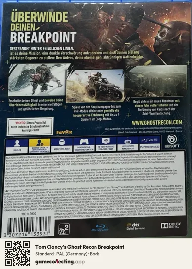 Tom Clancy's Ghost Recon Breakpoint PlayStation 4, Germany box back