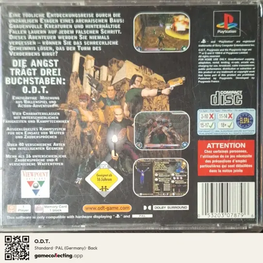 O.D.T. PlayStation, Germany box back