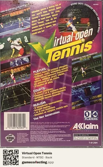 Virtual Open Tennis Sega Saturn, NTSC box back