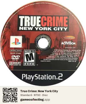 True Crime: New York City PlayStation 2, NTSC disc