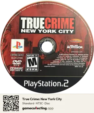 True Crime: New York City PlayStation 2, NTSC disc