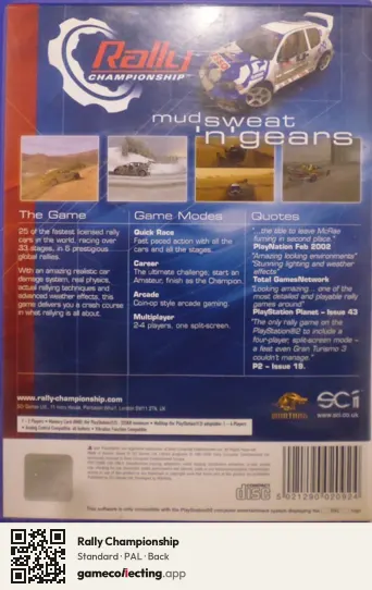 Rally Championship PlayStation 2, PAL box back