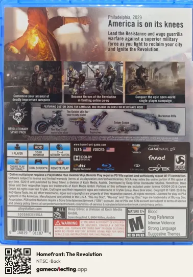 Homefront: The Revolution PlayStation 4, NTSC box back