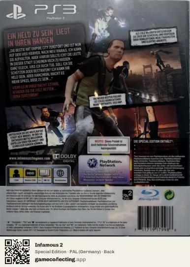 Infamous 2 PlayStation 3, Germany box back