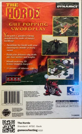 The Horde Sega Saturn, NTSC box back