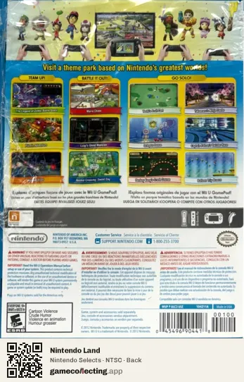 Nintendo Land Nintendo Wii U, NTSC box back