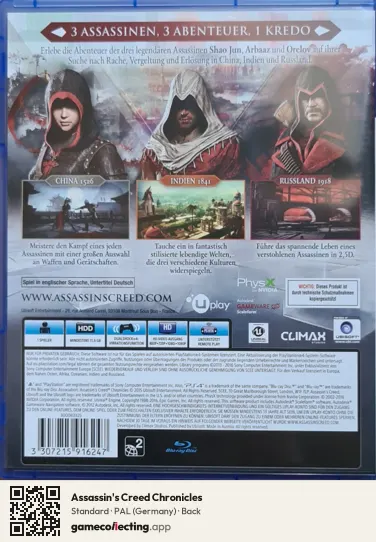 Assassin's Creed Chronicles PlayStation 4, Germany box back