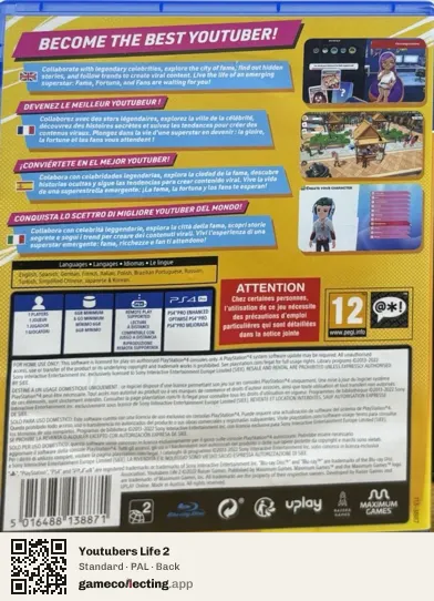 Youtubers Life 2 PlayStation 4, PAL box back