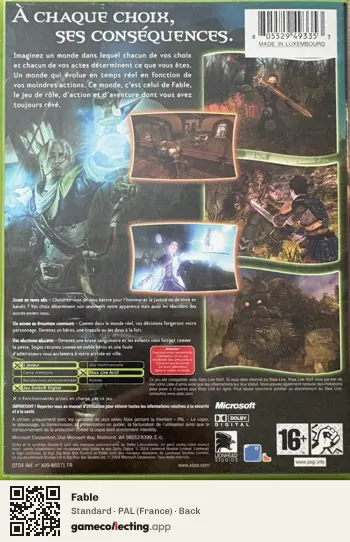 Fable Xbox, France box back