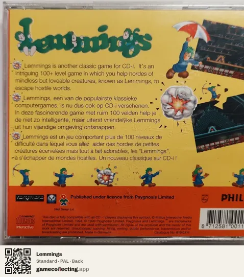 Lemmings Philips CD-i, PAL box back