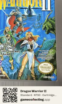 Dragon Warrior II Nintendo Entertainment System, NTSC cartridge label