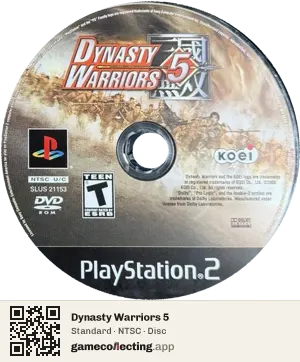 Dynasty Warriors 5 PlayStation 2, NTSC disc