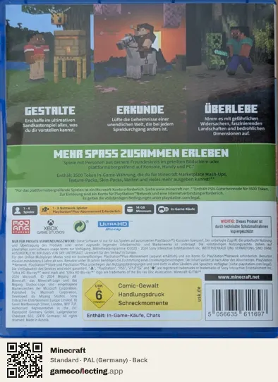 Minecraft PlayStation 5, Germany box back