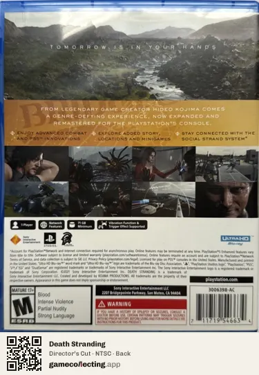 Death Stranding PlayStation 5, NTSC box back