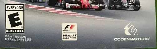 F1 2016, the ESRB box on its front