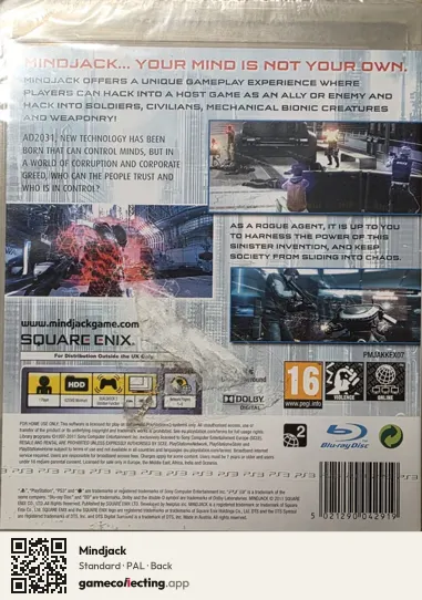 Mindjack PlayStation 3, PAL box back