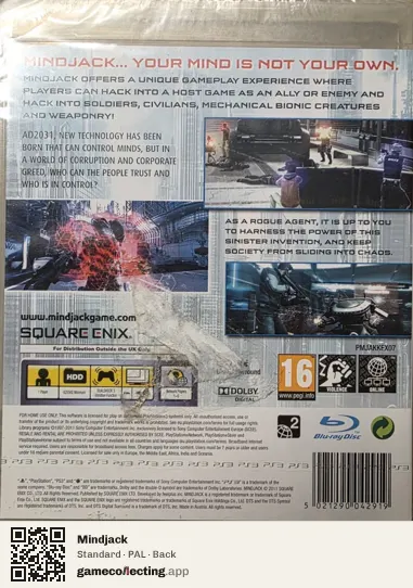 Mindjack PlayStation 3, PAL box back