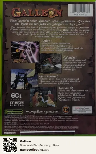 Galleon Xbox, Germany box back