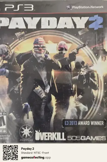 Payday 2 PlayStation 3, NTSC box front