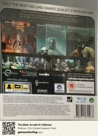 The Elder Scrolls IV: Oblivion PlayStation 3, United Kingdom box back