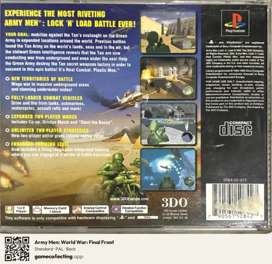 Army Men: World War: Final Front PlayStation, PAL box back