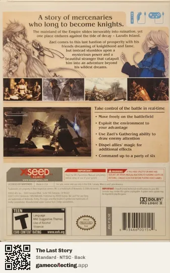 The Last Story Nintendo Wii, NTSC box back