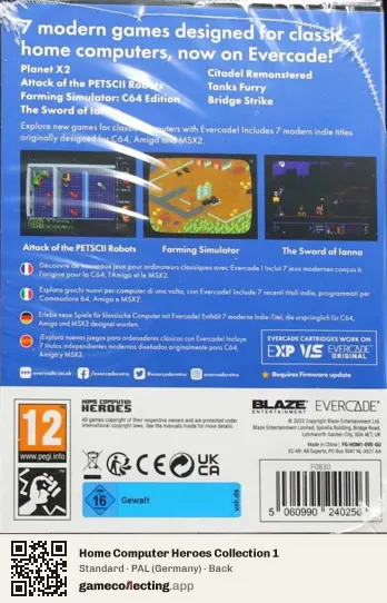 Home Computer Heroes Collection 1 Evercade, Germany box back