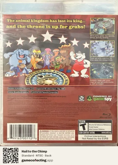Hail to the Chimp PlayStation 3, NTSC box back