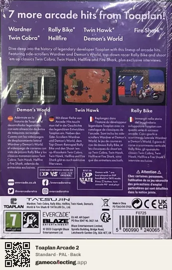 Toaplan Arcade 2 Evercade, PAL box back