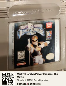 Mighty Morphin Power Rangers: The Movie Game Boy, NTSC cartridge label