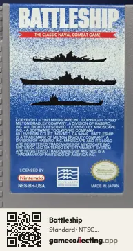Battleship Nintendo Entertainment System, NTSC cartridge label