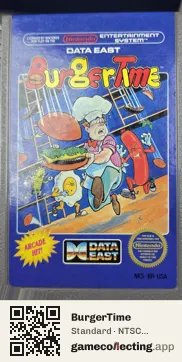 BurgerTime Nintendo Entertainment System, NTSC cartridge label