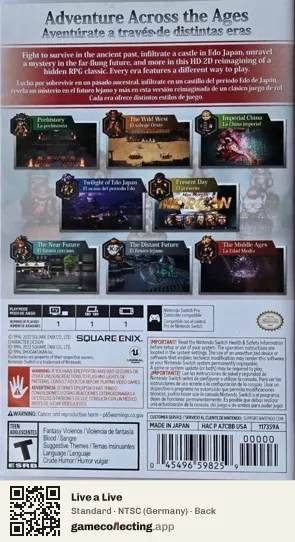 Live a Live Nintendo Switch, Germany box back