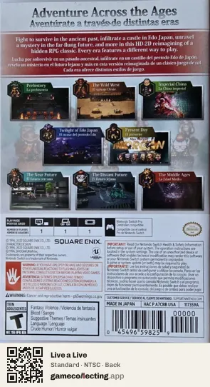 Live a Live Nintendo Switch, NTSC box back