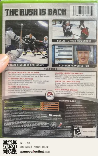 NHL 06 Xbox, NTSC box back