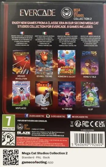 Mega Cat Studios Collection 2 Evercade, PAL box back