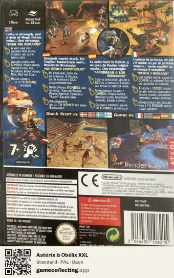 Astérix & Obélix XXL Nintendo GameCube, PAL box back