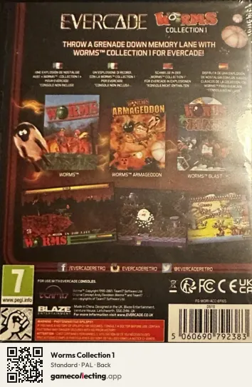 Worms Collection 1 Evercade, PAL box back