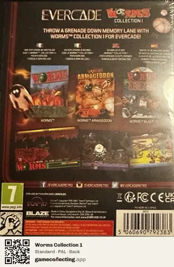Worms Collection 1 Evercade, PAL box back