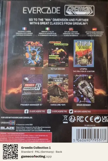 Gremlin Collection 1 Evercade, Germany box back