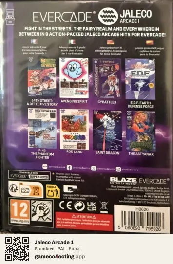 Jaleco Arcade 1 Evercade, PAL box back