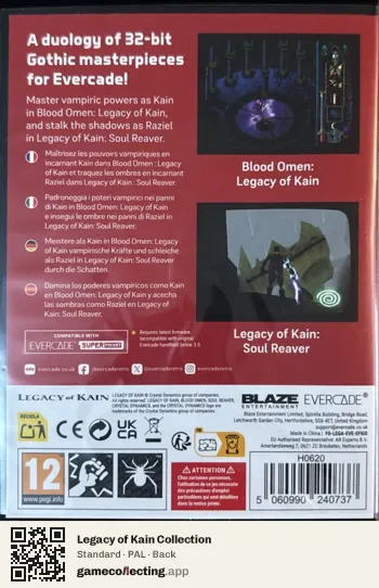 Legacy of Kain Collection Evercade, PAL box back